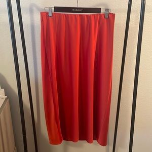 Red silky mid skirt